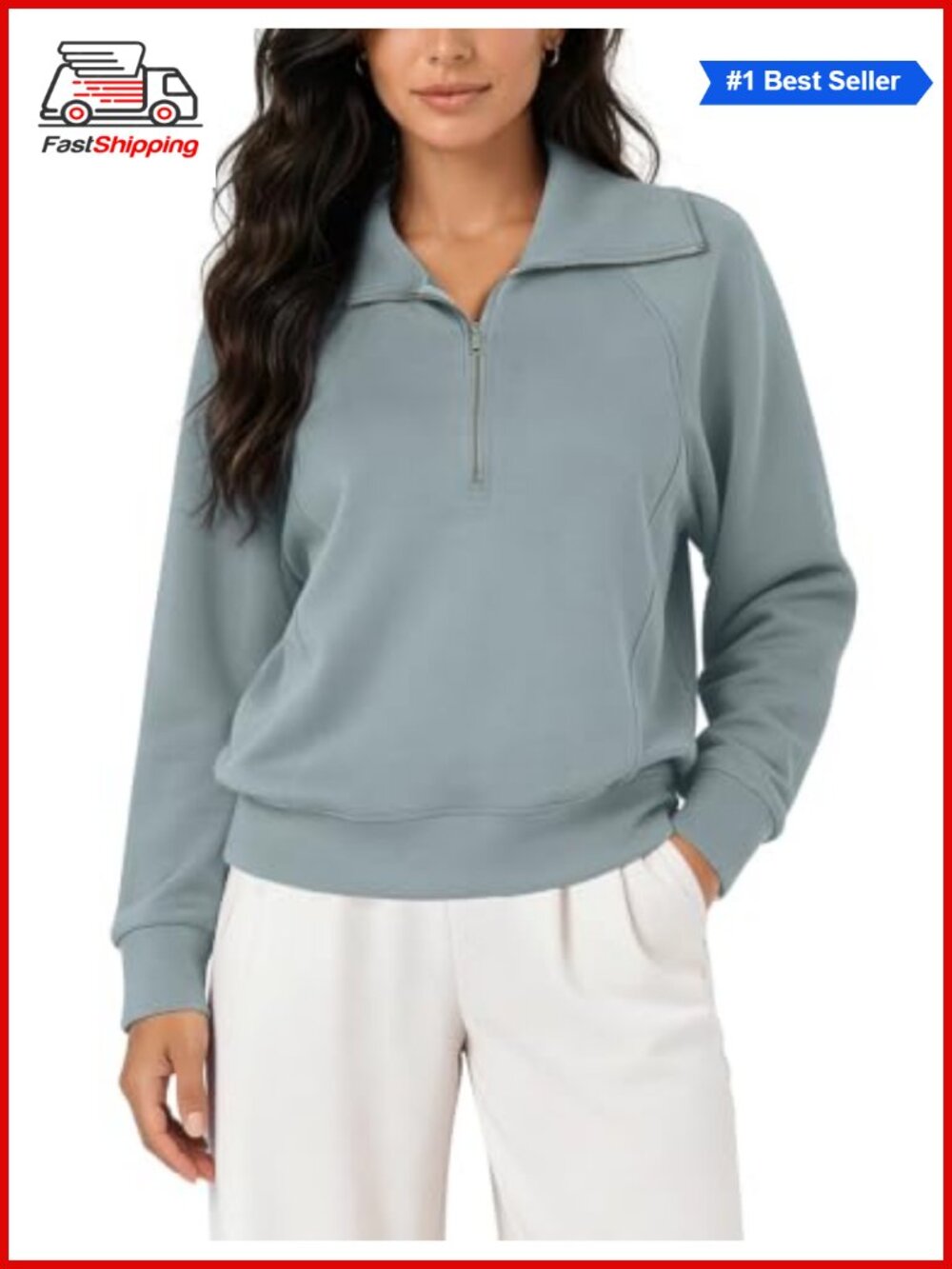 ✨ODODOS Modal Soft Half-Zip Sweatshirt Womens Relaxed Fit Collared Pullover Top